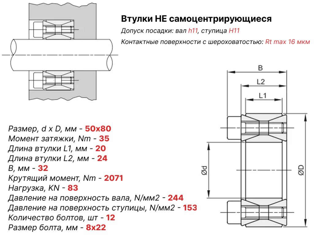Чертеж втулка зажимная ВК40 50х80