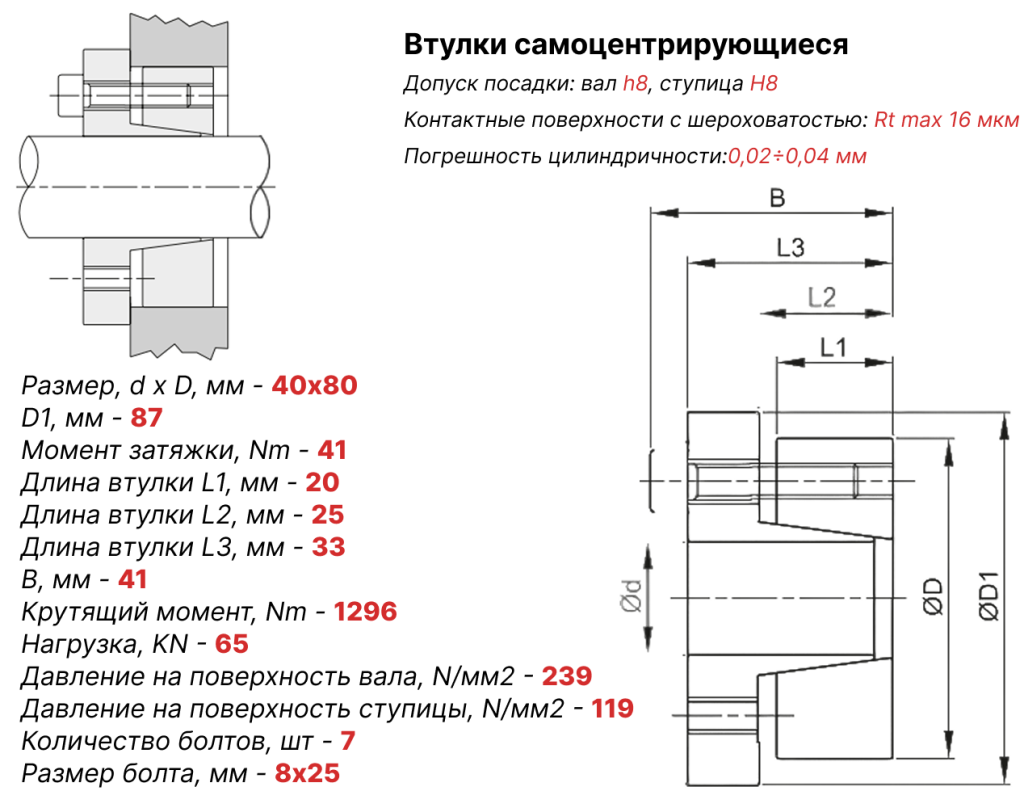 Чертеж втулка зажимная ВК15 40х80
